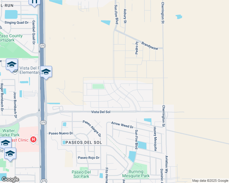 map of restaurants, bars, coffee shops, grocery stores, and more near Breeder Cup Way in El Paso