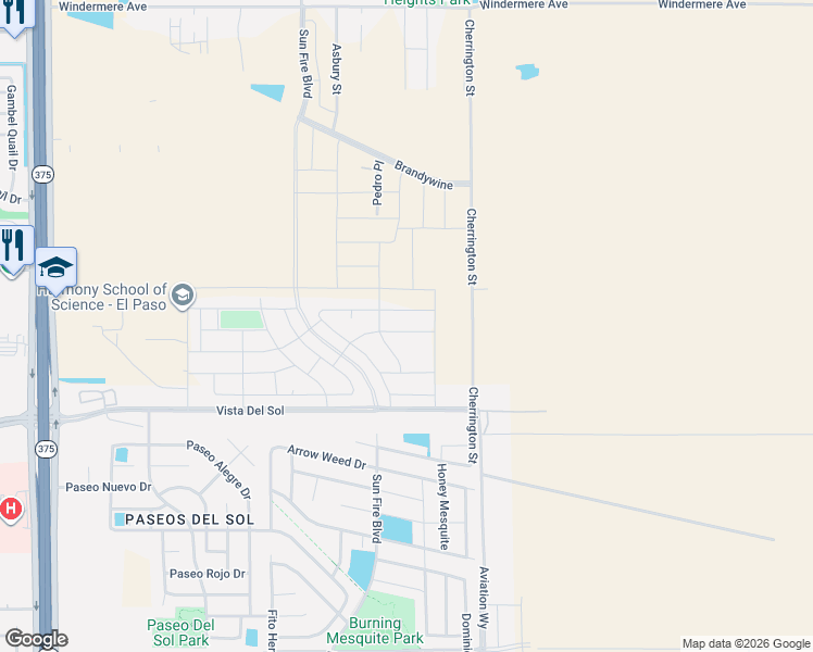 map of restaurants, bars, coffee shops, grocery stores, and more near 1731 Cherrington Street in Socorro