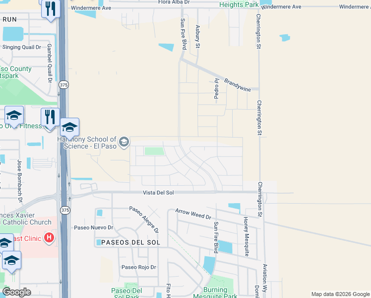 map of restaurants, bars, coffee shops, grocery stores, and more near 1753 Bull Ring Street in El Paso