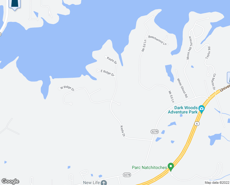 map of restaurants, bars, coffee shops, grocery stores, and more near 320 Kayla Drive in Natchitoches