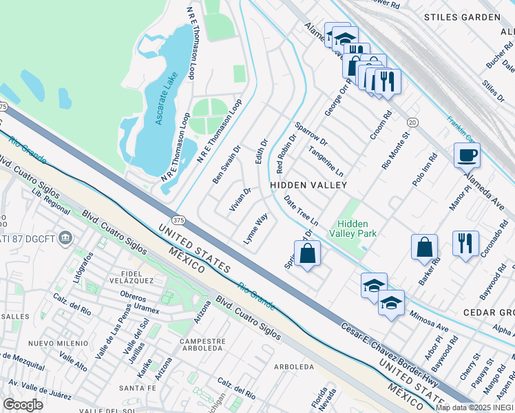 map of restaurants, bars, coffee shops, grocery stores, and more near 328 George Orr Road in El Paso
