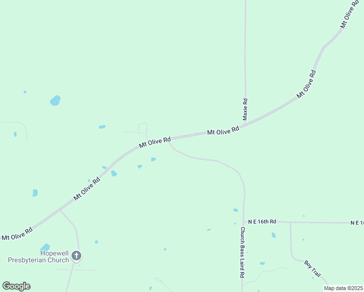map of restaurants, bars, coffee shops, grocery stores, and more near Church Bass Laird Road in Prentiss