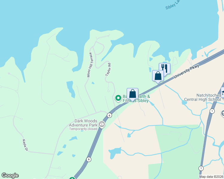 map of restaurants, bars, coffee shops, grocery stores, and more near 143-179 Taylor Road in Natchitoches