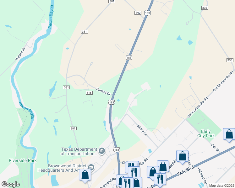 map of restaurants, bars, coffee shops, grocery stores, and more near 2850 U.S. 183 in Early