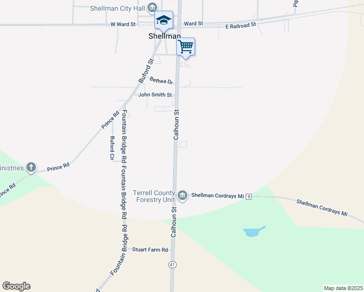 map of restaurants, bars, coffee shops, grocery stores, and more near 2688 Calhoun Street in Shellman