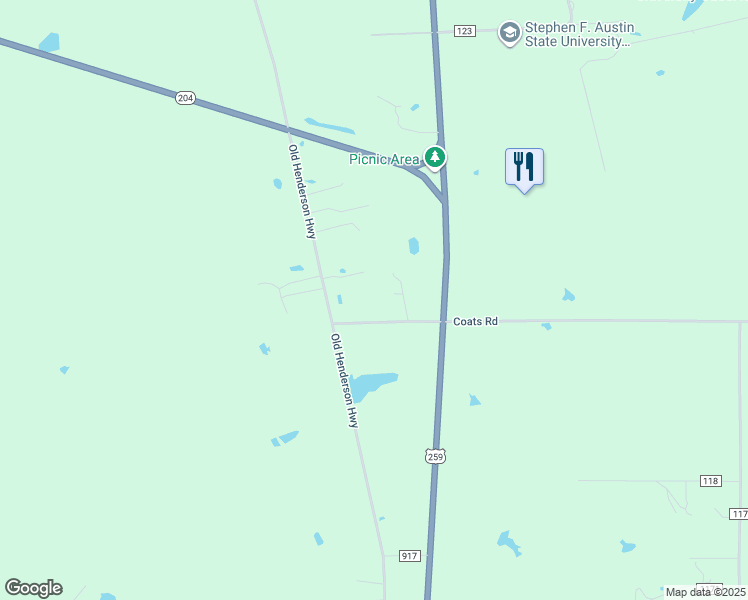 map of restaurants, bars, coffee shops, grocery stores, and more near 170 West County Road 122 in Nacogdoches
