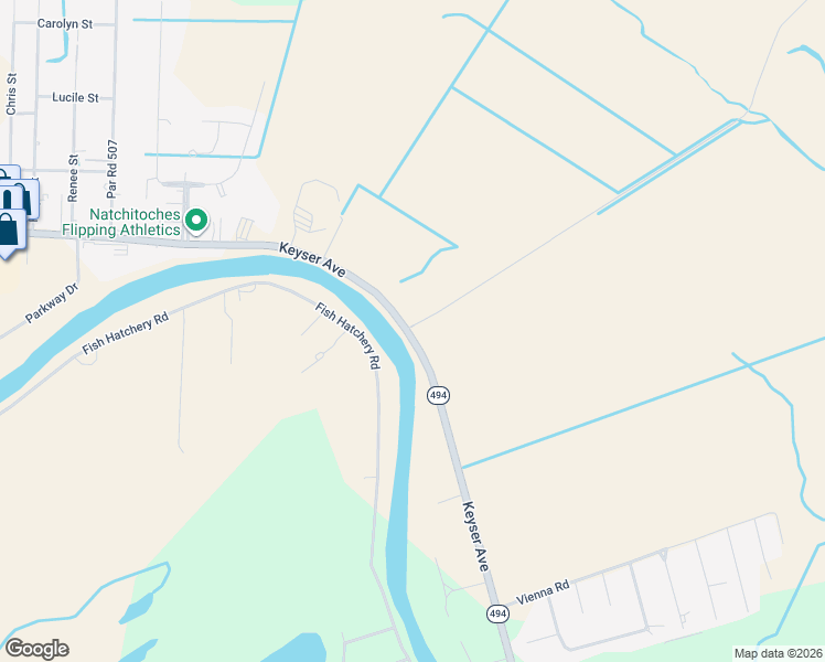 map of restaurants, bars, coffee shops, grocery stores, and more near 931 Highway 494 in Natchitoches