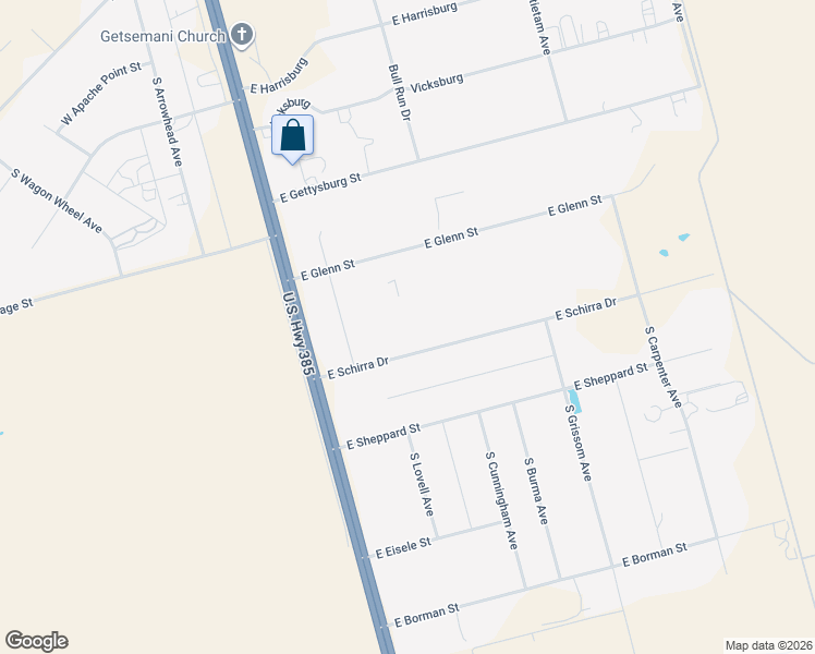 map of restaurants, bars, coffee shops, grocery stores, and more near 405 East Schirra Drive in Odessa