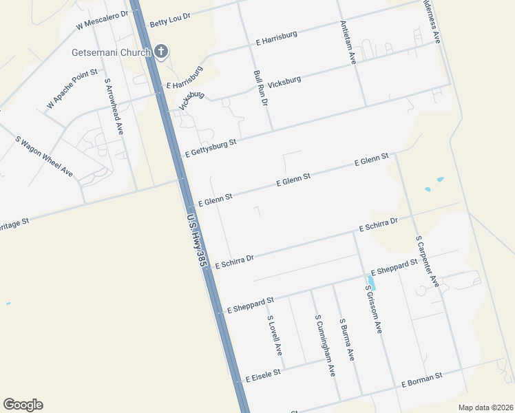 map of restaurants, bars, coffee shops, grocery stores, and more near 162 East Glenn Street in Odessa