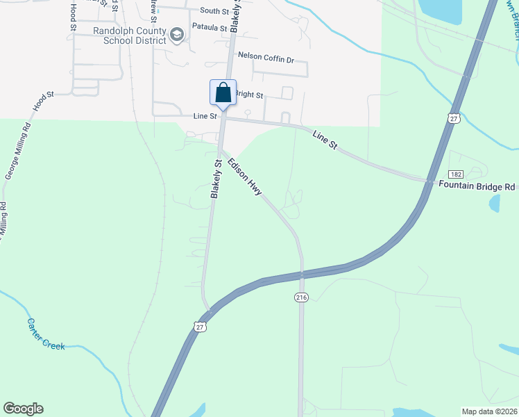 map of restaurants, bars, coffee shops, grocery stores, and more near 3361 Georgia 216 in Cuthbert