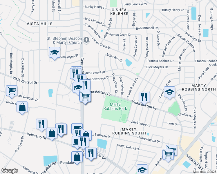 map of restaurants, bars, coffee shops, grocery stores, and more near 1616 Ronnie Reif Drive in El Paso