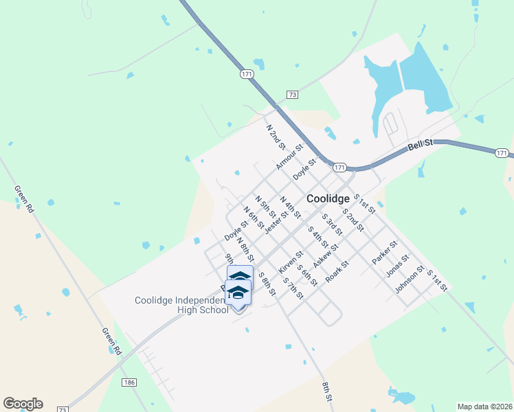 map of restaurants, bars, coffee shops, grocery stores, and more near 502 North 5th Street in Coolidge