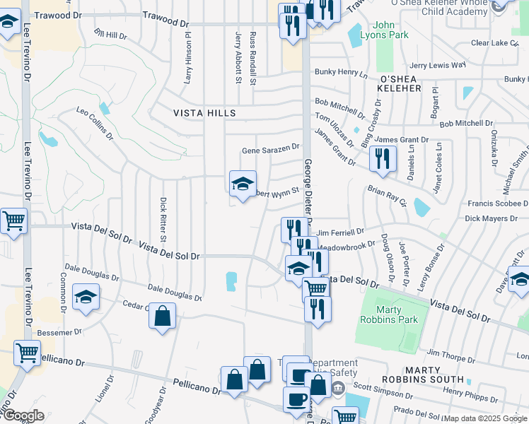 map of restaurants, bars, coffee shops, grocery stores, and more near 1641 Billie Marie Drive in El Paso