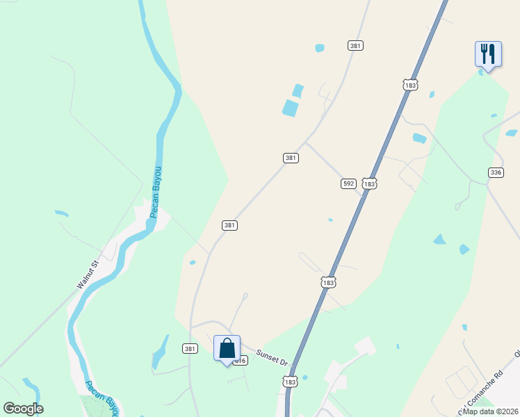 map of restaurants, bars, coffee shops, grocery stores, and more near 3140 County Road 381 in Early