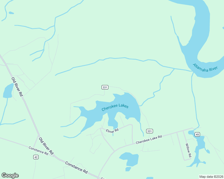 map of restaurants, bars, coffee shops, grocery stores, and more near 352 Cherokee Lake Road in Jesup