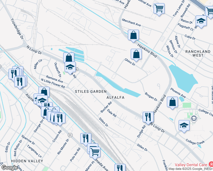 map of restaurants, bars, coffee shops, grocery stores, and more near 7167 North Loop Drive in El Paso
