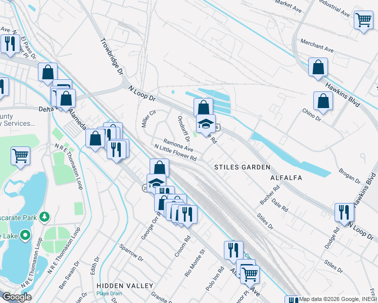 map of restaurants, bars, coffee shops, grocery stores, and more near 304 Ramona Avenue in El Paso