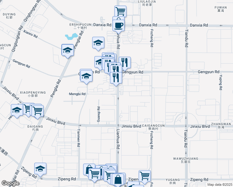 map of restaurants, bars, coffee shops, grocery stores, and more near 1312 Lianhua Road in Hefei Shi