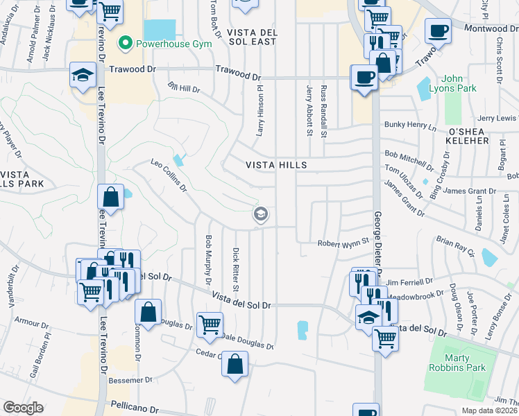 map of restaurants, bars, coffee shops, grocery stores, and more near 11264 Enid Wilson Lane in El Paso
