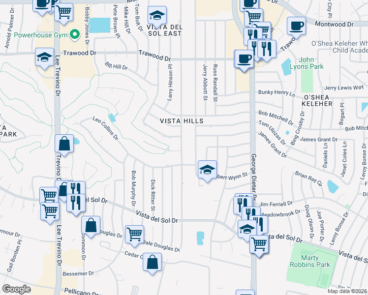 map of restaurants, bars, coffee shops, grocery stores, and more near 1662 Dale Douglas Drive in El Paso