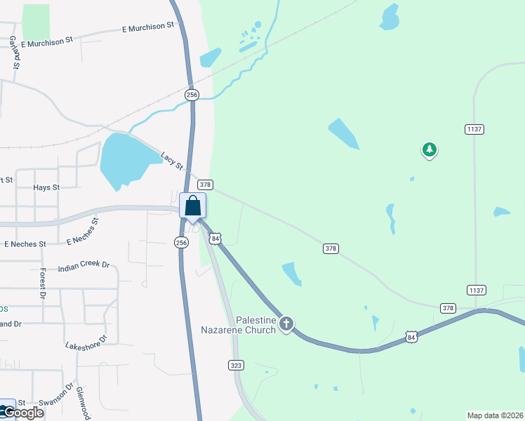 map of restaurants, bars, coffee shops, grocery stores, and more near 400 County Road 378 in Palestine