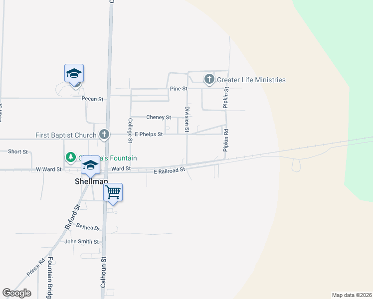 map of restaurants, bars, coffee shops, grocery stores, and more near 195 Ward Street in Shellman
