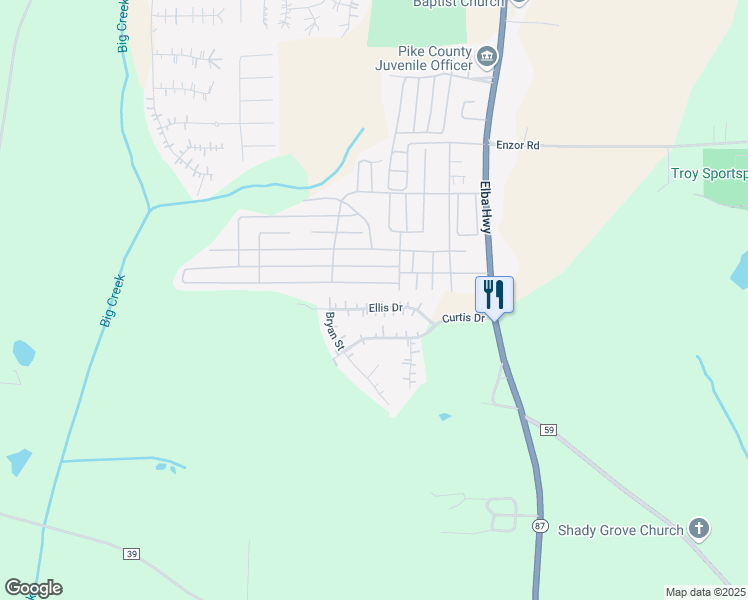 map of restaurants, bars, coffee shops, grocery stores, and more near 115 Ellis Drive in Troy