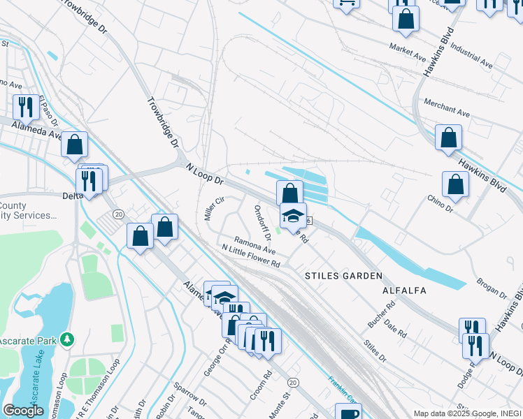 map of restaurants, bars, coffee shops, grocery stores, and more near 226 Orndorff Drive in El Paso