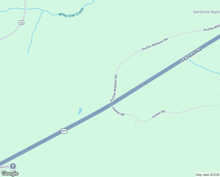 map of restaurants, bars, coffee shops, grocery stores, and more near 242 Profite Williams Road in Eufaula