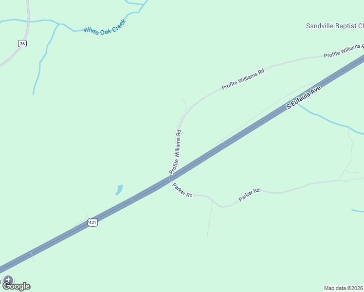 map of restaurants, bars, coffee shops, grocery stores, and more near 242 Profite Williams Road in Eufaula