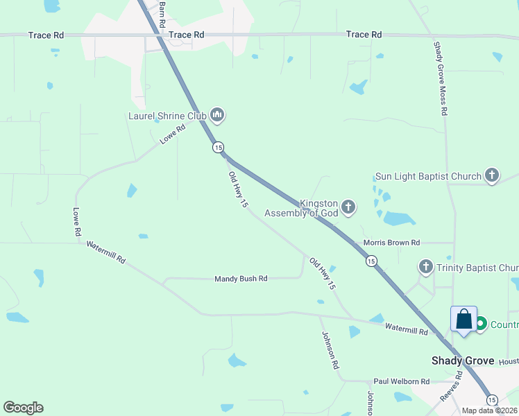 map of restaurants, bars, coffee shops, grocery stores, and more near 51-99 Old Highway 15 in Laurel