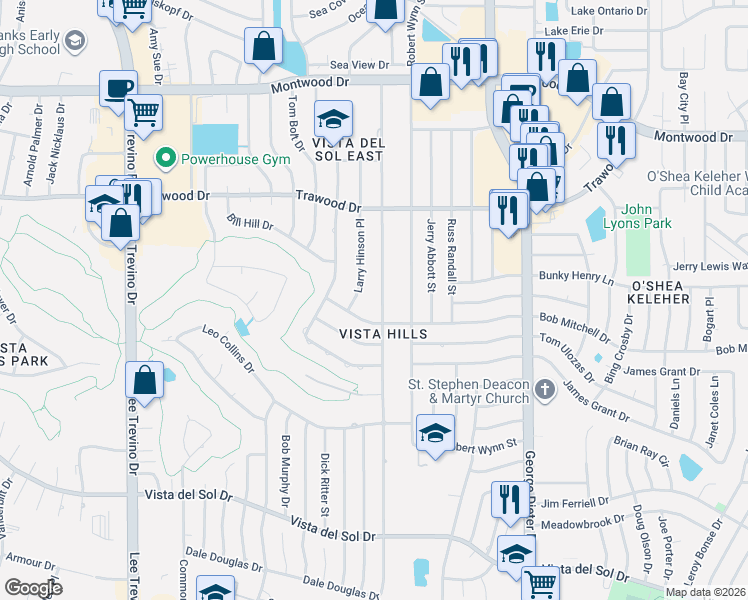 map of restaurants, bars, coffee shops, grocery stores, and more near 1704 Dale Douglas Drive in El Paso