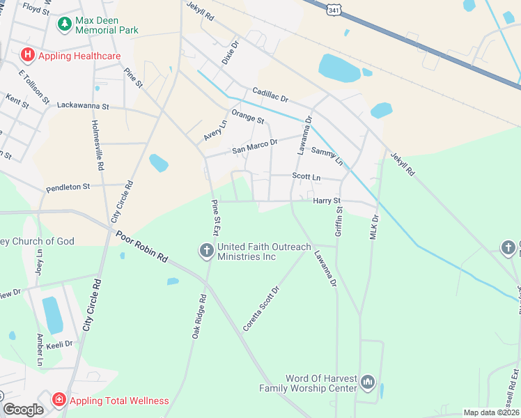 map of restaurants, bars, coffee shops, grocery stores, and more near 660 Orange Street in Baxley
