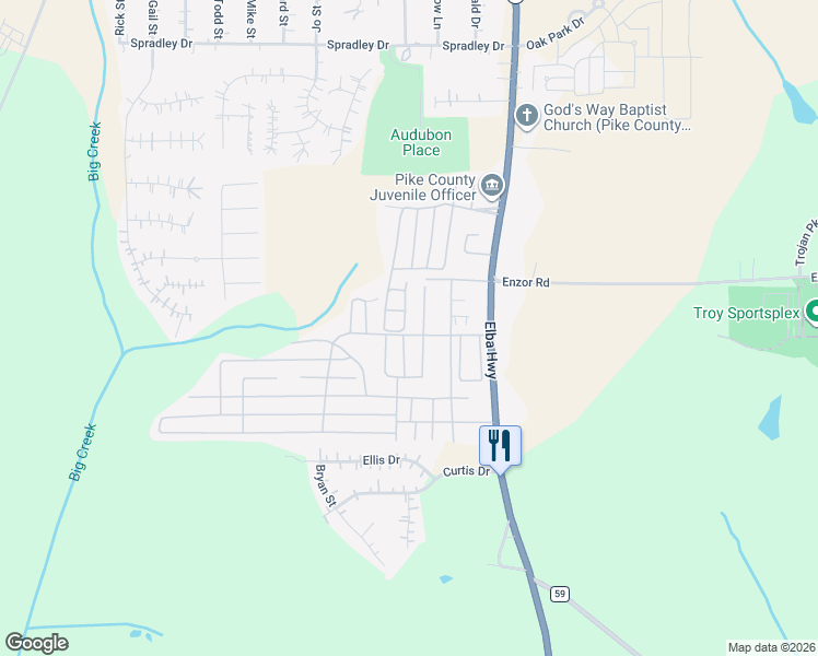 map of restaurants, bars, coffee shops, grocery stores, and more near 101 Butler Drive in Troy
