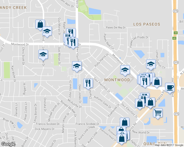 map of restaurants, bars, coffee shops, grocery stores, and more near 11904 Pueblo Dormido Way in El Paso