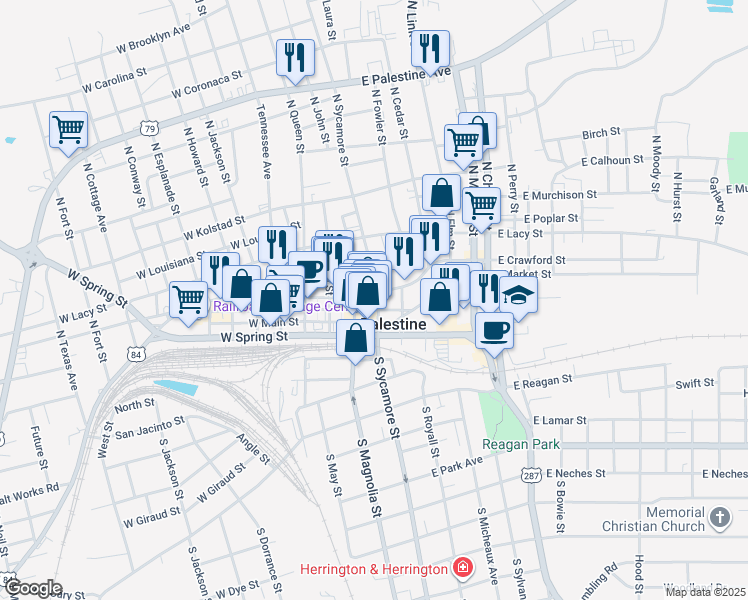map of restaurants, bars, coffee shops, grocery stores, and more near in Palestine