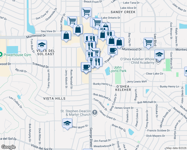 map of restaurants, bars, coffee shops, grocery stores, and more near 1757 George Dieter Drive in El Paso
