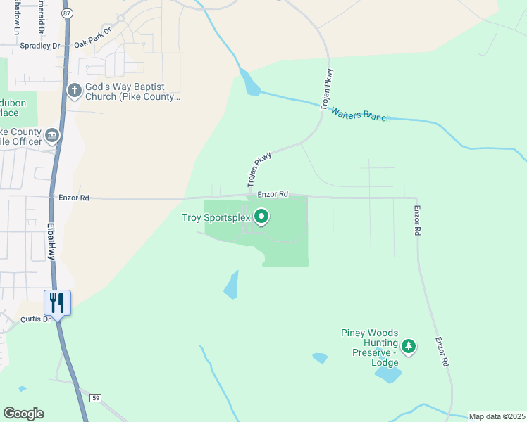 map of restaurants, bars, coffee shops, grocery stores, and more near 319 Enzor Road in Troy
