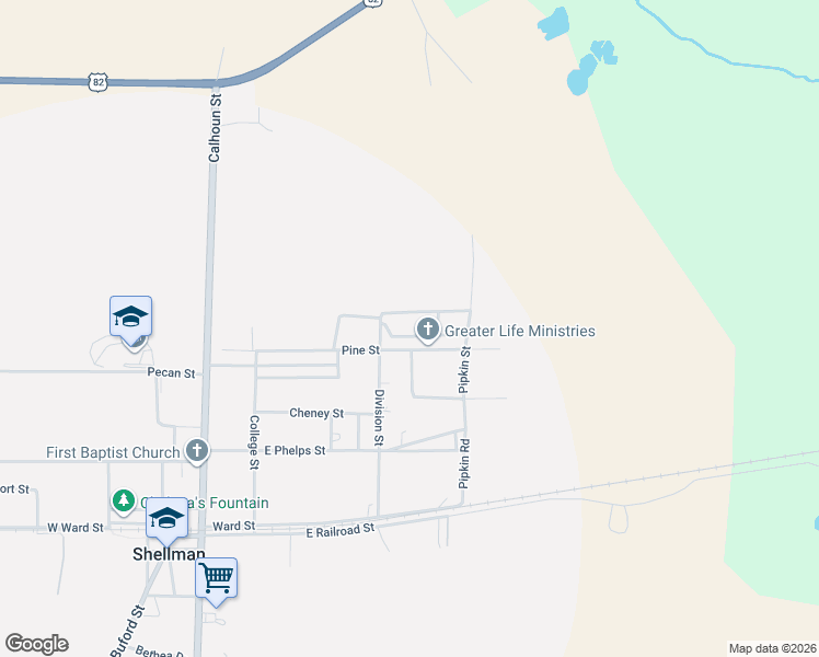 map of restaurants, bars, coffee shops, grocery stores, and more near 182 Singer Drive in Shellman