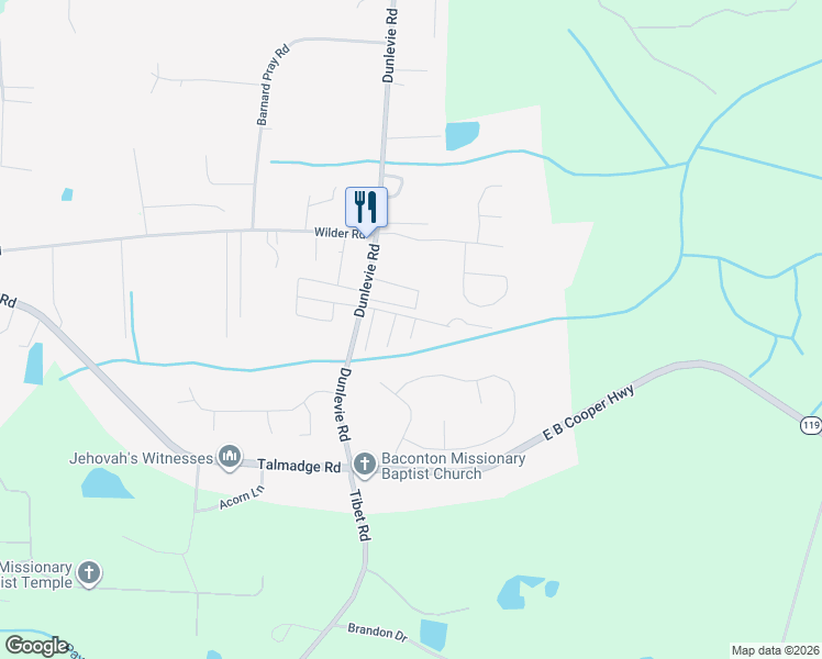 map of restaurants, bars, coffee shops, grocery stores, and more near 1600 Dunlevie Road in Allenhurst