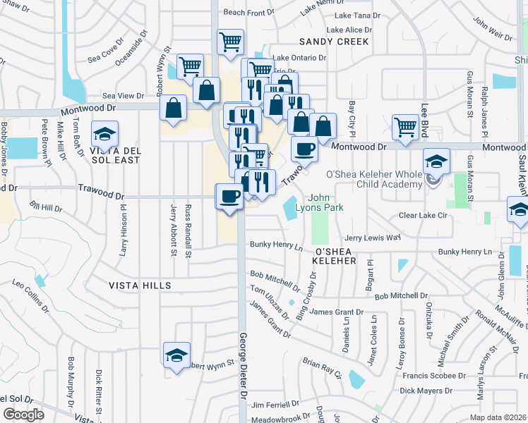 map of restaurants, bars, coffee shops, grocery stores, and more near 1844 Glen Campbell Drive in El Paso