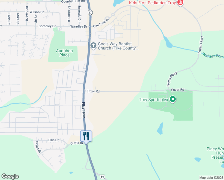 map of restaurants, bars, coffee shops, grocery stores, and more near 149-243 Enzor Road in Troy
