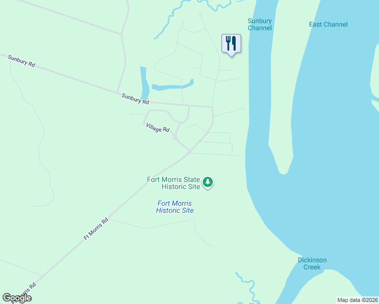 map of restaurants, bars, coffee shops, grocery stores, and more near 2977 Fort Morris Road in Midway