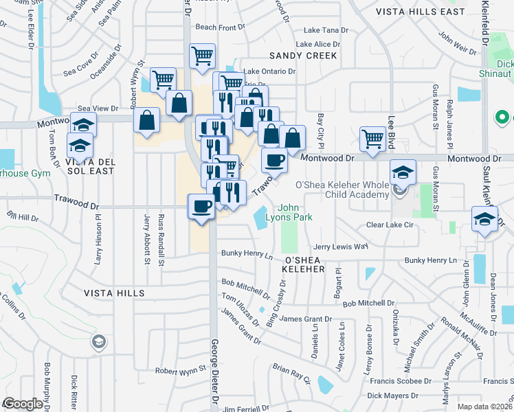 map of restaurants, bars, coffee shops, grocery stores, and more near 1824 Glen Campbell Drive in El Paso