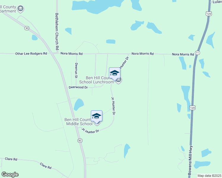 map of restaurants, bars, coffee shops, grocery stores, and more near Jc Hunter Drive in Fitzgerald