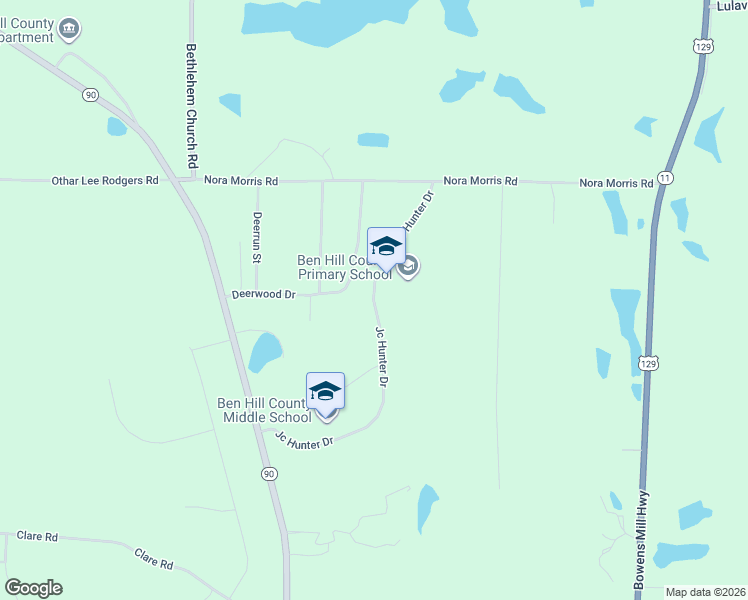 map of restaurants, bars, coffee shops, grocery stores, and more near Jc Hunter Drive in Fitzgerald