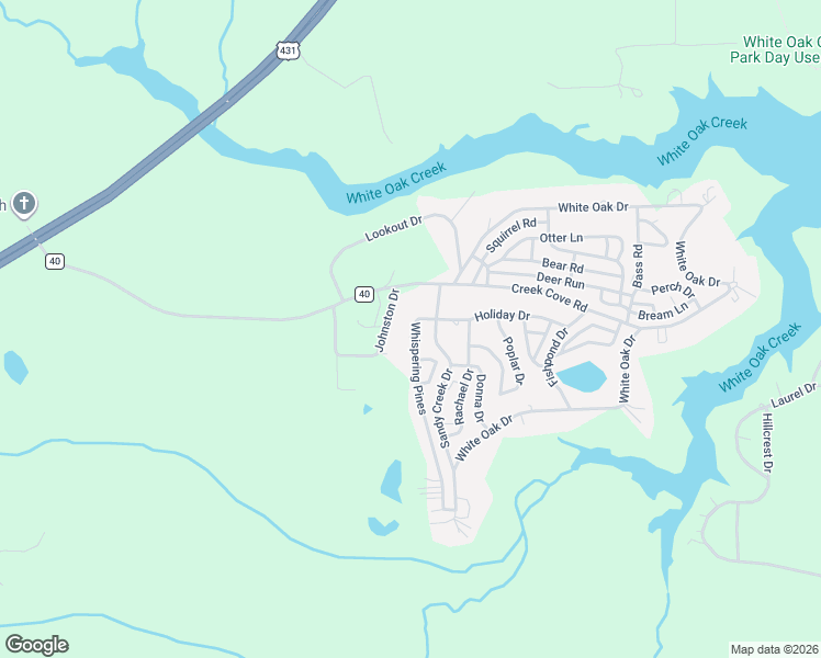 map of restaurants, bars, coffee shops, grocery stores, and more near 1000-1030 Whispering Pines in Eufaula