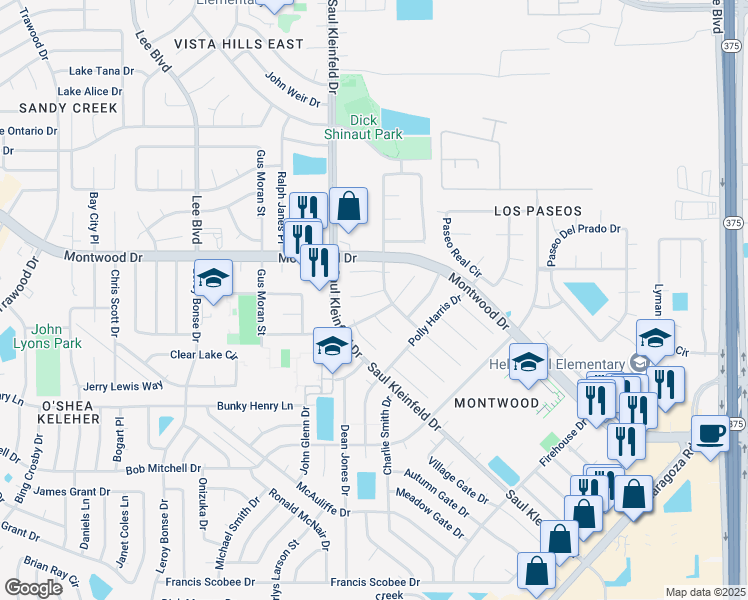 map of restaurants, bars, coffee shops, grocery stores, and more near 1861 Pueblo Nuevo Circle in El Paso