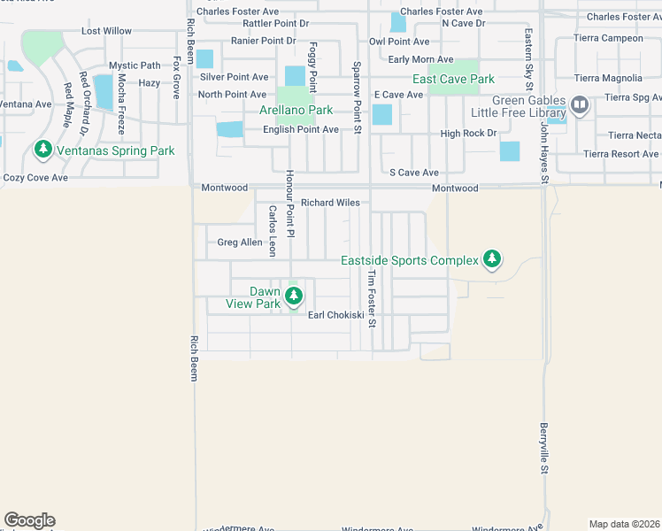map of restaurants, bars, coffee shops, grocery stores, and more near 14261 Russ Leach Avenue in El Paso