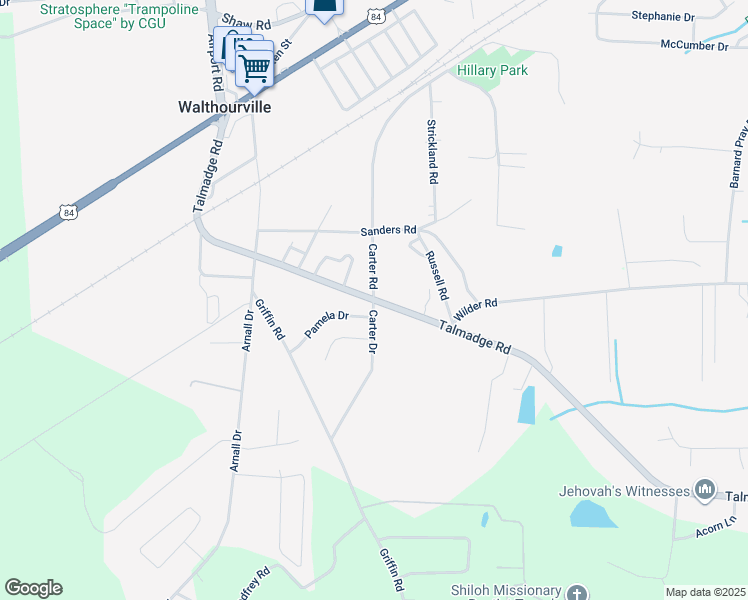 map of restaurants, bars, coffee shops, grocery stores, and more near 416 Carter Road in Walthourville